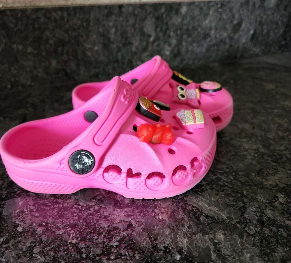 Crocs Classic Girls Pink Slip-On Clog Shoes Heel Strap  Little Kids Size  C7